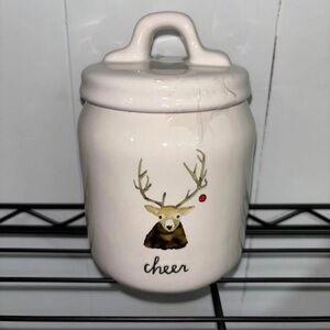 Rae Dunn Cheer Ceramic Canister with Deer Design